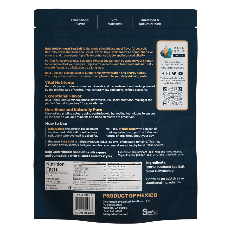 Mineral-rich salt for hydration and cooking