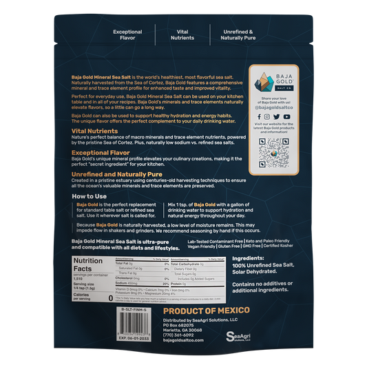 Mineral-rich salt for hydration and cooking