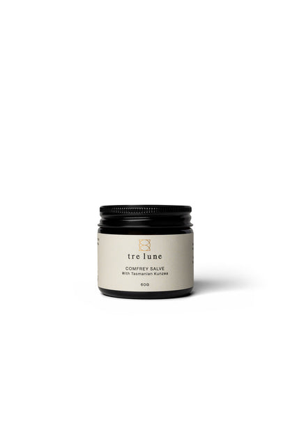 Tre Lune Comfrey + Kunzea Salve – natural muscle and joint relief balm handcrafted in Tasmania, Australia.